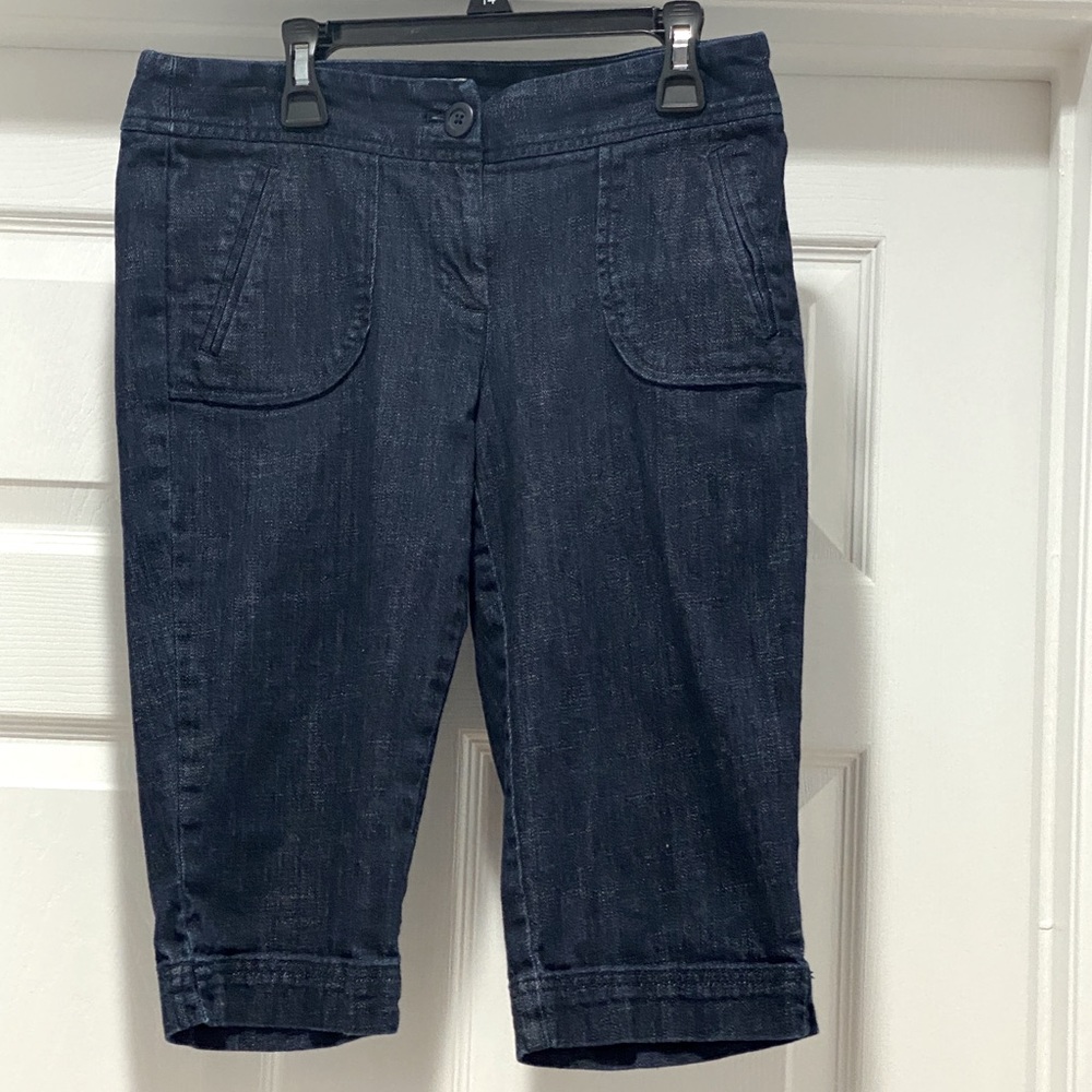Loft denim knee length shorts.